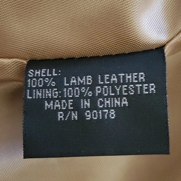 Revue Metallic Gold Lamb Skin Lined Full Zip Leather Jacket 90's Y2K Small - Picture 15 of 16